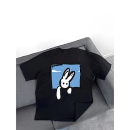 Áo Thun Nam Nữ White Rabbit Form Rộng Vải Cotton 2c Dày Dặn 2