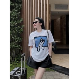 Áo Thun Nam Nữ White Rabbit Form Rộng Vải Cotton 2c Dày Dặn 3