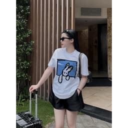 Áo Thun Nam Nữ White Rabbit Form Rộng Vải Cotton 2c Dày Dặn 4