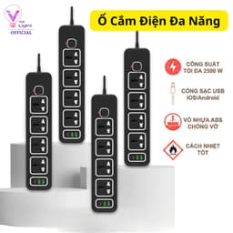 Ổ Cắm Điện USB Đa Năng Cao Cấp Chống Giật Dây Dài 4m Công suất 2500W, 2 Cổng Cắm USB Có Chốt An Toàn 1