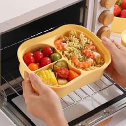 Hộp đựng cơm silicon 3 ngăn cap cấp có nắp đậy. Hộp bento văn phòng chia ngăn chịu nhiệt tốt an toàn sử dụng - Majehome 4