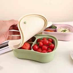 Hộp đựng cơm silicon 3 ngăn cap cấp có nắp đậy. Hộp bento văn phòng chia ngăn chịu nhiệt tốt an toàn sử dụng - Majehome 6