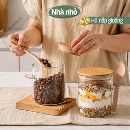 Lọ thủy tinh ngâm yến mạch qua đêm, Hũ thủy tinh nhà bếp bảo quản gia vị NHÀ NHỎ 2