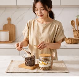 Lọ thủy tinh ngâm yến mạch qua đêm, Hũ thủy tinh nhà bếp bảo quản gia vị NHÀ NHỎ 4