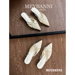 Giày Sục Mũi Nhọn MEYBANNI Phối Nơ Lưới Ren Siêu Xinh - A105 1