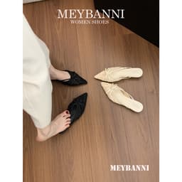 Giày Sục Mũi Nhọn MEYBANNI Phối Nơ Lưới Ren Siêu Xinh - A105 2