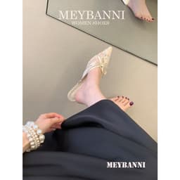 Giày Sục Mũi Nhọn MEYBANNI Phối Nơ Lưới Ren Siêu Xinh - A105 5