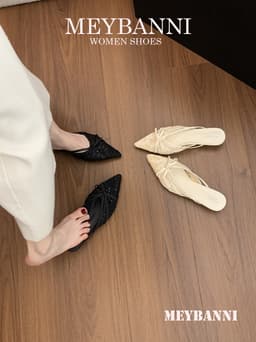 Giày Sục Mũi Nhọn MEYBANNI Phối Nơ Lưới Ren Siêu Xinh - A105 8