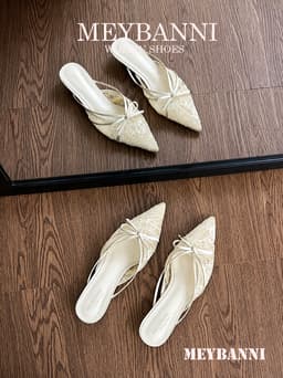 Giày Sục Mũi Nhọn MEYBANNI Phối Nơ Lưới Ren Siêu Xinh - A105 7