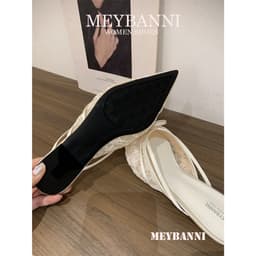 Giày Sục Mũi Nhọn MEYBANNI Phối Nơ Lưới Ren Siêu Xinh - A105 3