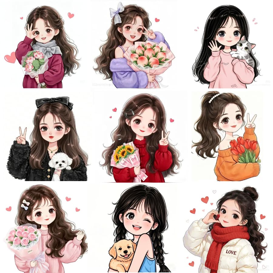 Hình in, hình ủi nhiệt Mẫu Cô Gái Chibi cực Dễ Thương ủi lên quần áo bằng bàn là tại nhà