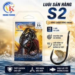 "Lưỡi Săn Hàng ViKing S2 cho Trắm Đen - Mảnh, Nhẹ, Bền, Bén (Vỉ 10C + Cao Su Ôm Lưỡi Tặng Kèm)" 5