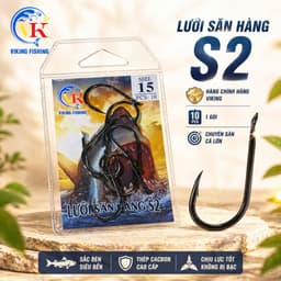 "Lưỡi Săn Hàng ViKing S2 cho Trắm Đen - Mảnh, Nhẹ, Bền, Bén (Vỉ 10C + Cao Su Ôm Lưỡi Tặng Kèm)" 2