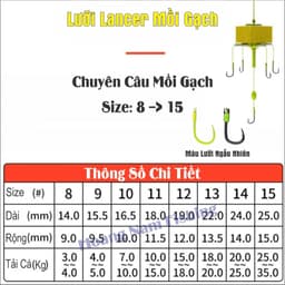 [Combo 3 Vỉ] Lưỡi Câu Lancer, Lưỡi Câu Mồi Gạch, Lưỡi Sắc Bén Cứng Cáp. Hoàng Nam Fishing 9