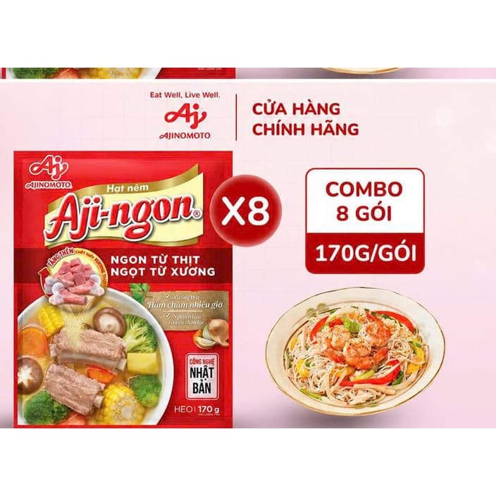 Combo 8 gói Hạt Nêm Aji-ngon® 170g/Gói - Combo 8 gói