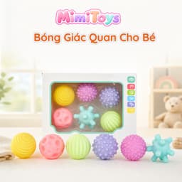 Bộ Bóng Xúc Giác Mềm Cho Bé MimiToys - Bóng Có Còi Phát Âm Thanh Rèn Cầm Nắm Phát Triển Giác Quan 1