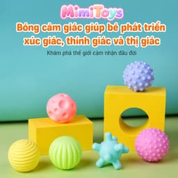 Bộ Bóng Xúc Giác Mềm Cho Bé MimiToys - Bóng Có Còi Phát Âm Thanh Rèn Cầm Nắm Phát Triển Giác Quan 3