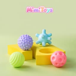 Bộ Bóng Xúc Giác Mềm Cho Bé MimiToys - Bóng Có Còi Phát Âm Thanh Rèn Cầm Nắm Phát Triển Giác Quan 5