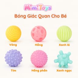 Bộ Bóng Xúc Giác Mềm Cho Bé MimiToys - Bóng Có Còi Phát Âm Thanh Rèn Cầm Nắm Phát Triển Giác Quan 6