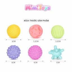 Bộ Bóng Xúc Giác Mềm Cho Bé MimiToys - Bóng Có Còi Phát Âm Thanh Rèn Cầm Nắm Phát Triển Giác Quan 9