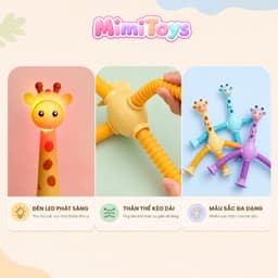 Set 4 Hươu Cao Cổ Lò Xo MimiToys Có Đèn LED - Đồ Chơi Kéo Giãn Vui Nhộn Cho Bé 2