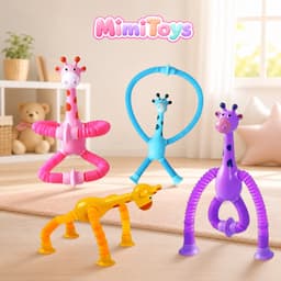 Set 4 Hươu Cao Cổ Lò Xo MimiToys Có Đèn LED - Đồ Chơi Kéo Giãn Vui Nhộn Cho Bé 6