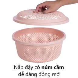 Rổ nắp tròn bi Hokori - Việt Nhật | Rổ nhựa đựng quần áo bé, đồ gia dụng tiện dụng, có nắp 5
