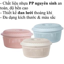 Rổ nắp tròn bi Hokori - Việt Nhật | Rổ nhựa đựng quần áo bé, đồ gia dụng tiện dụng, có nắp 3