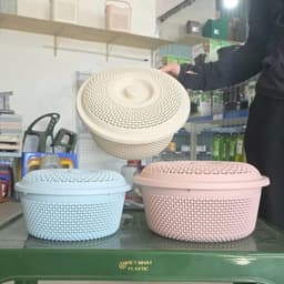 Rổ nắp tròn bi Hokori - Việt Nhật | Rổ nhựa đựng quần áo bé, đồ gia dụng tiện dụng, có nắp 7