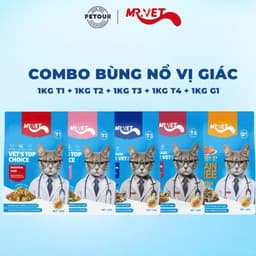 [ COMBO 3 TÚI ]Thức ăn hạt khô MR VET - Túi 1kg cho Mèo Mọi lứa tuổi, Hạt Mix Topping sấy nhiều vị 3