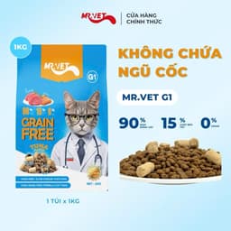 [ COMBO 3 TÚI ]Thức ăn hạt khô MR VET - Túi 1kg cho Mèo Mọi lứa tuổi, Hạt Mix Topping sấy nhiều vị 8