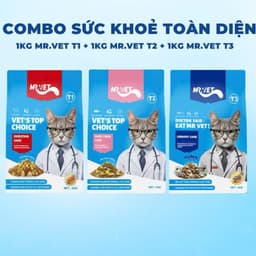 [ COMBO 3 TÚI ]Thức ăn hạt khô MR VET - Túi 1kg cho Mèo Mọi lứa tuổi, Hạt Mix Topping sấy nhiều vị 2