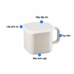 Nồi Vuông Có Quai Phủ Men Sứ Kèm Nắp LocknLock Dùng Được Bếp Từ CSU2159 1.5L Màu Trắng Ngà,  Hàng Chính Hãng - JoyMall 3