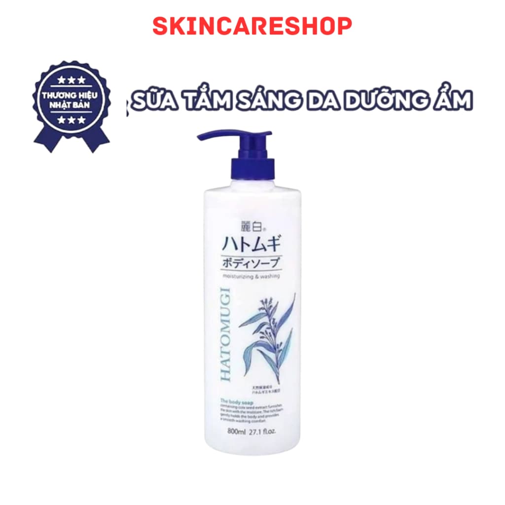 Sữa tắm dưỡng ẩm và làm sáng da Reihaku Hatomugi Body Soap 800ml