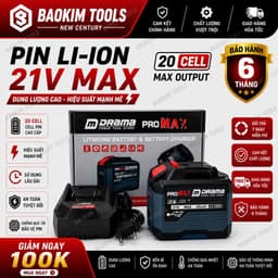 Combo Pin 20Cell DRAMA Promax XANH NAVY, Mạch 4 Mosfet, Có Cổng USB sạc điện thoại, Kèm sạc nhanh 1