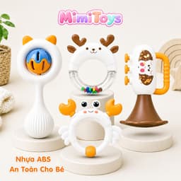 Bộ 4 Món Lục Lạc Xúc Xắc MimiToys Cho Bé - Đồ Chơi Nhựa ABS Cầm Nắm Phát Triển Giác Quan 4