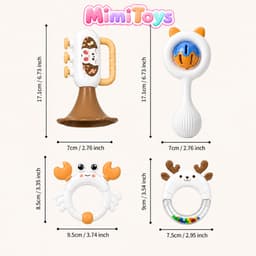 Bộ 4 Món Lục Lạc Xúc Xắc MimiToys Cho Bé - Đồ Chơi Nhựa ABS Cầm Nắm Phát Triển Giác Quan 2