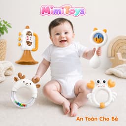 Bộ 4 Món Lục Lạc Xúc Xắc MimiToys Cho Bé - Đồ Chơi Nhựa ABS Cầm Nắm Phát Triển Giác Quan 5