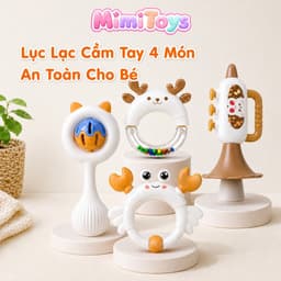 Bộ 4 Món Lục Lạc Xúc Xắc MimiToys Cho Bé - Đồ Chơi Nhựa ABS Cầm Nắm Phát Triển Giác Quan 1
