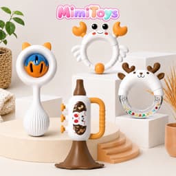 Bộ 4 Món Lục Lạc Xúc Xắc MimiToys Cho Bé - Đồ Chơi Nhựa ABS Cầm Nắm Phát Triển Giác Quan 7