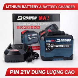 Combo Pin 20Cell DRAMA Promax XANH NAVY, Mạch 4 Mosfet, Có Cổng USB sạc điện thoại, Kèm sạc nhanh 2