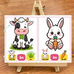 Thẻ phát triển kỹ năng giao tiếp EVON - Giúp Bé Tập Nói Sớm -"Các Con Vật Ăn Gì?" 6