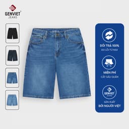 [DEAL MỞ BÁN] Quần short ngố jeans nam dáng suông vừa GENVIET JEANS dày dặn đứng form tôn dáng dễ phối đồ 8984 1