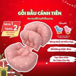 Gối bà bầu cánh tiên kèm gối phụ kê đỡ bụng, tựa lưng cho mẹ bầu gối bầu cánh tiên sợi catton bông 3D chống lụt xún 1