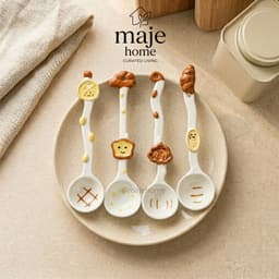 Thìa gốm sứ hình bánh mì dễ thương cao cấp. Muỗng ăn tráng men an toàn, decor bếp xinh xắn - Majehome 2