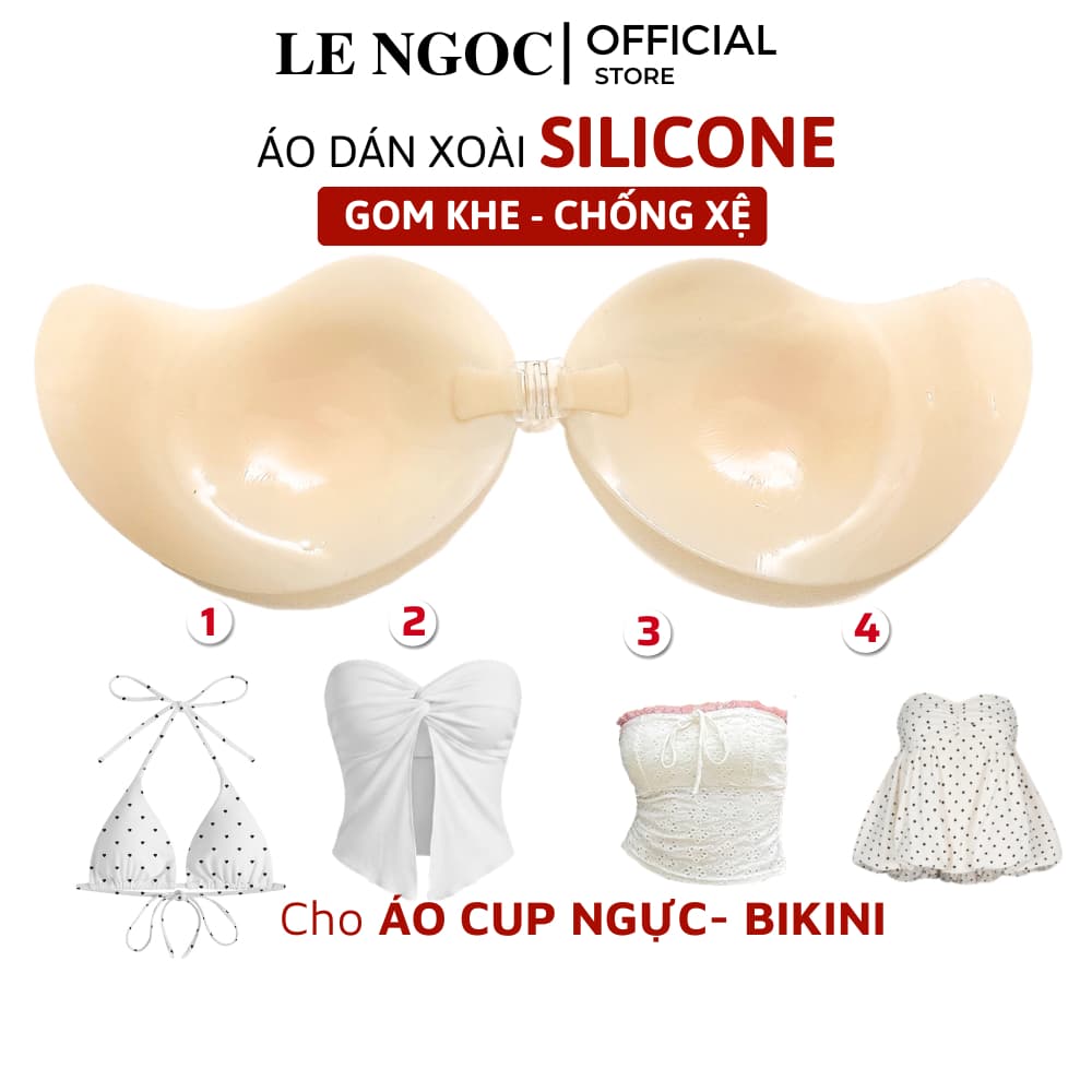 Miếng Dán Ngực Silicon Hình Quả Xoài Siêu Mỏng Tàng Hình Móc Cài Trước Tạo Khe Nâng Ngực Lê Ngọc 451