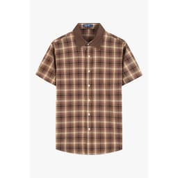Áo sơ mi nam cộc tay kẻ caro GENVIET JEANS chất thô thoảng mát form suông túi hai bên 9191 8