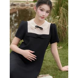 Váy bầu xinh sang chảnh Lymmom phối ren mềm, Váy đầm bầu công sở sang trọng tiểu thư VB204 6