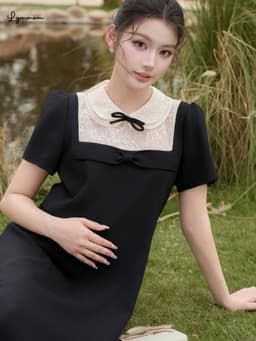 Váy bầu xinh sang chảnh Lymmom phối ren mềm, Váy đầm bầu công sở sang trọng tiểu thư VB204 13