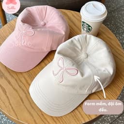 Mũ lưỡi trai unisex nón bóng chày nam nữ thêu nơ phong cách Hàn Quốc Sollle STCB 3